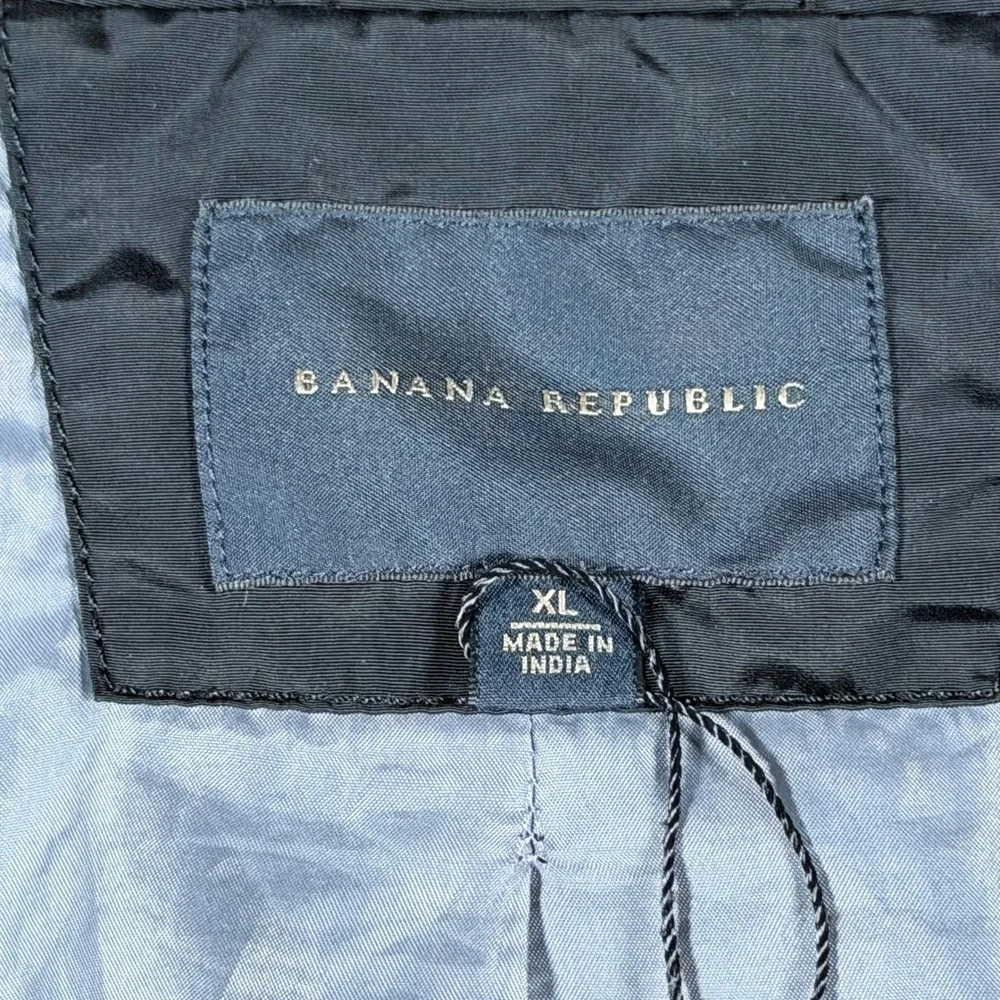 Banana Republic ST Nylon Moto Jacket Black XL‎ Lightweight Zip Pockets Outerwear
